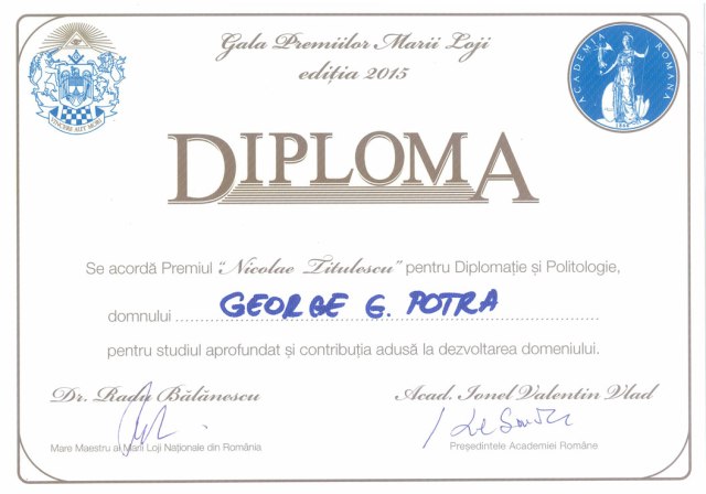 Premiu George G. Potra Academia Romana 2015